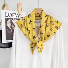 Load image into Gallery viewer, THSS2693: Marigold Yellow: Bell Flower Square Scarf
