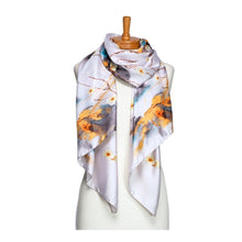 Load image into Gallery viewer, THSS2697: Light Grey: Cherry Blossoms with Birds Scarf
