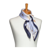 Load image into Gallery viewer, THSS2699: Misty Blue: Sakura Flower Square Scarf
