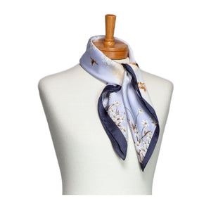 THSS2699: Misty Blue: Sakura Flower Square Scarf