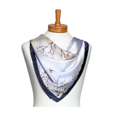 Load image into Gallery viewer, THSS2699: Misty Blue: Sakura Flower Square Scarf
