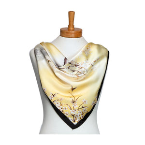 THSS2700: Marigold Yellow: Sakura Flower Square Scarf