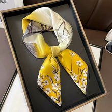 Load image into Gallery viewer, THSS2700: Marigold Yellow: Sakura Flower Square Scarf
