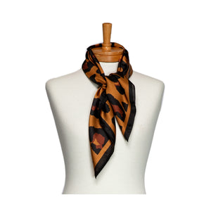 THSS2701: Brown: Leopard Print Square Scarf