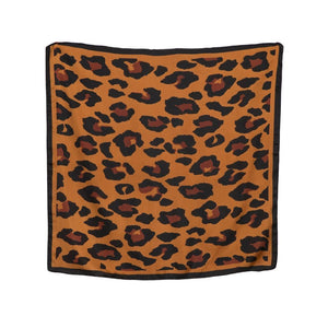 THSS2701: Brown: Leopard Print Square Scarf