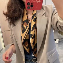 Load image into Gallery viewer, THSS2701: Brown: Leopard Print Square Scarf
