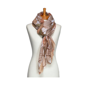 THSS2712: Beige: Gingko Leaf Scarf