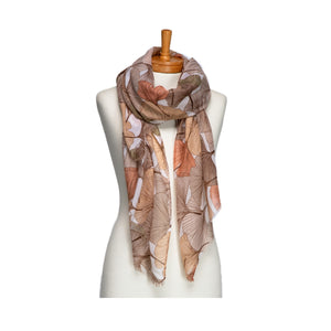 THSS2712: Beige: Gingko Leaf Scarf