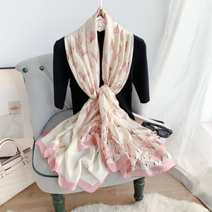 THSS2714: Pink: Snowdrop Flower Scarf