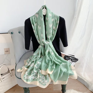 THSS2715: Mint: Snowdrop Flower Scarf