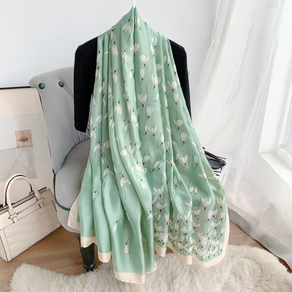 THSS2715: Mint: Snowdrop Flower Scarf