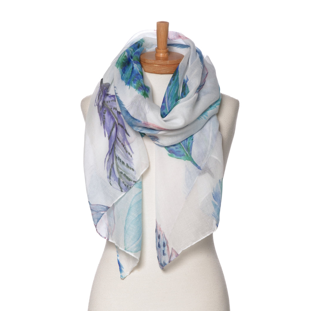 THSS2720: Blue: Feather Pattern Scarf