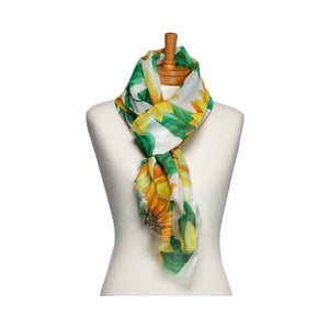 THSS2726: White: Sunflower Scarf