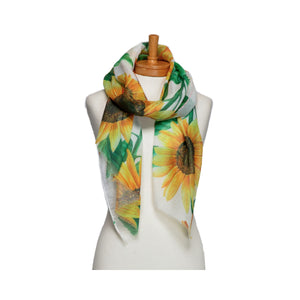 THSS2726: White: Sunflower Scarf