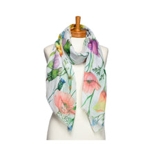 Load image into Gallery viewer, THSS2728: White: Dandelions and Wildflowers Scarf
