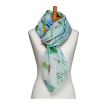 Load image into Gallery viewer, THSS2729: Blue: Dandelions and Wildflowers Scarf
