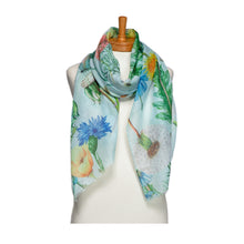 Load image into Gallery viewer, THSS2729: Blue: Dandelions and Wildflowers Scarf
