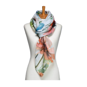 THSS2734: White: Butterfly Garden Scarf