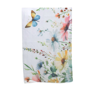 THSS2734: White: Butterfly Garden Scarf