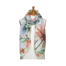 Load image into Gallery viewer, THSS2734: White: Butterfly Garden Scarf
