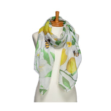 Load image into Gallery viewer, THSS2737: White: Lemons and Bees Scarf
