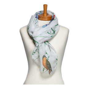 THSS2741: White: Birds, Butterflies, Dragonflies Scarf