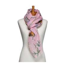 Load image into Gallery viewer, THSS2742: Pink: Birds, Butterflies, Dragonflies Scarf
