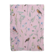 Load image into Gallery viewer, THSS2742: Pink: Birds, Butterflies, Dragonflies Scarf
