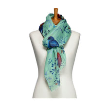 Load image into Gallery viewer, THSS2744: Mint: Birds and Branches Scarf
