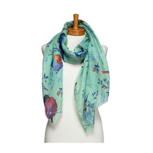 Load image into Gallery viewer, THSS2744: Mint: Birds and Branches Scarf
