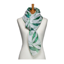 Load image into Gallery viewer, THSS2745: White: Leaves Scarf
