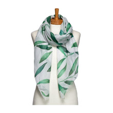 Load image into Gallery viewer, THSS2745: White: Leaves Scarf
