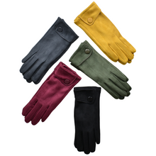 Load image into Gallery viewer, THSG1057: Mustard: Big Button Cuffed Gloves
