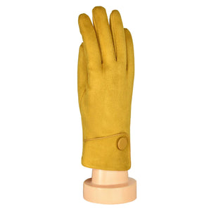 THSG1069: Mustard: One Button Grey Border Gloves