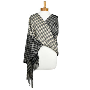 THSS2389: Black: Houndstooth Scarf