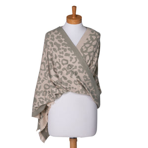 THSS2417: Sage: Reversible Animal Print Scarf